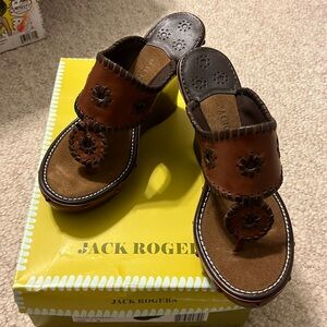 Jack Rogers Wood Leather Wedges 7m